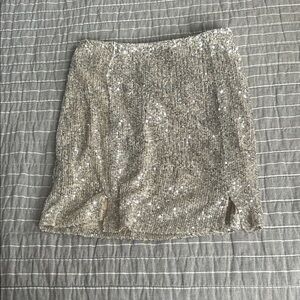 Love on a Hanger Glittering Sequin Mini Skirt - Silver